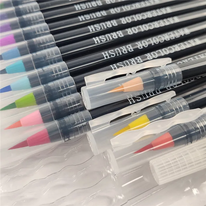 48 renk suluboya fırçası Sanat Kalem Su Kalem Ile Set Doldurulabilir Boyama Çin Kaligrafi Fırçası Kalem