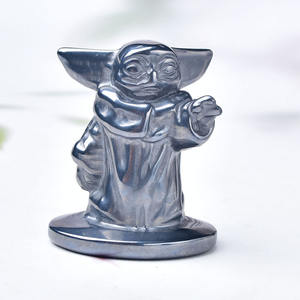 Sculture in Cristallo di Ossidiana Nera Naturale <span class=keywords><strong>Baby</strong></span> <span class=keywords><strong>Yoda</strong></span> in Vendita - Product Image 6