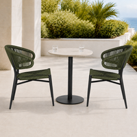 Chaise de salle à manger d'extérieur moderne et légère en rotin PE vert olive avec structure en aluminium pour restaurant, parc, villa, patio