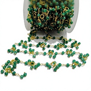 Cadena de cuentas facetadas de 1 pie, color esmeralda teñida, con cuentas de piedras preciosas en forma de flor, tamaño de 3 a 4 mm. - Product Image 1