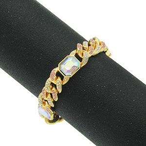 Pulsera de Cadena Cubana Rectangular de Colores, Estilo Hipster, para Discoteca, Hip-hop, Locomotive, Tanjing - Product Image 1