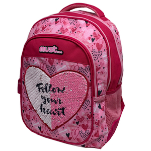 2019 promocional barato de las niñas y los niños reversible lentejuelas corazón elegante bolsa de escuela mochila - Product Image 4