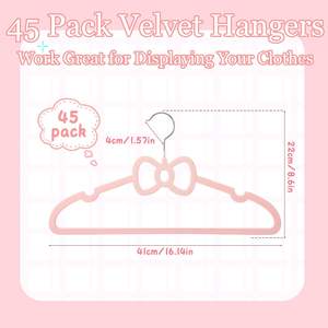 Pink Velvet Hangers16" Non Slip Velvet Clothes Hanger Ultra Slim Felt Hanger with 360 Degree Swivel <b>Hook</b> Space Saving - Product Image 2