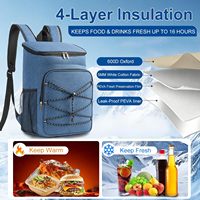 Sac isotherme 32L à double compartiment, étanche, en polyester, pliable, avec fermeture éclair, pour le camping, les pique-niques et les voyages