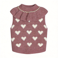 Pull en coton tricoté élégant et luxueux pour animaux de compagnie, motif cœur, couleur unie, col à volants, chaud, pour le printemps et Halloween