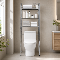 Étagère de rangement pour toilettes en acier inoxydable personnalisable, 3 niveaux, étagère de rangement sur pied, étagère de rangement multifonctionnelle pour toilettes