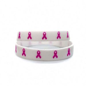 Bracelets de sensibilisation au cancer du sein en silicone rose, bracelets de sport pour femmes, vente chaude, sensibilisation au cancer du sein - Product Image 4