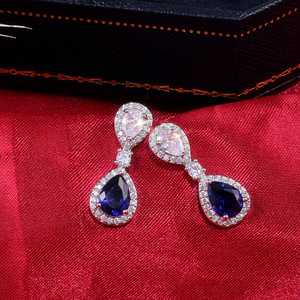 Orecchini da Sera Blu Reale a Goccia, Eleganti Gioielli Formali di Moda - Product Image 4