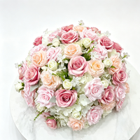Boule de roses artificielles en PU rose, fausse fleur à tenir à la main, centre de table, décoration de cérémonie de mariage écologique