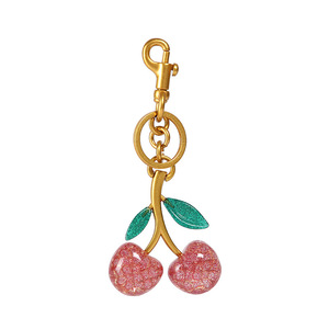 Ciondolo squisito Mengda, portachiavi ciliegia rosa cristallo, ornamento appeso dorato, gioielli in stile caldo transfrontaliero, senso di fascia alta. - Product Image 1