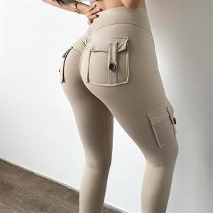 Pantaloni Cargo stile militare Legging Pocket Patchwork vita alta Cross <span class=keywords><strong>Fitness</strong></span> Running Leggings pantaloni da allenamento femminili - Product Image 2
