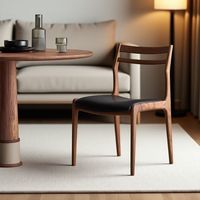 Chaise de salle à manger en bois de style moderne du milieu du siècle, avec dossier à double lattes courbées et assise rembourrée, pour restaurant, hôtel, café, bistrot