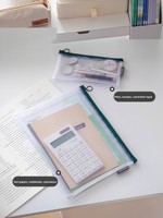 Pochette de rangement en nylon Frost Mountain avec fermeture éclair, porte-documents transparent épaissi pour classification par sujets, format A4/A6 pour papiers d'examen