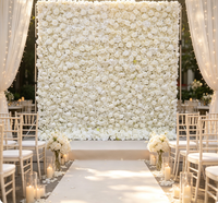 Dinding Bunga Simulasi Putih dengan Dasar Kain Mawar Hydrangea, Latar Belakang Foto untuk Dekorasi Pesta Pernikahan