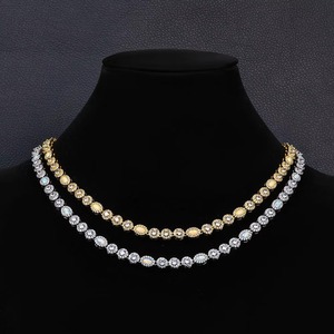 VVS1 Globular Glow Moissanite Ball <b>Chain</b> 925 Sterling Silver Seamless Micro-Pavé <b>Iced</b> <b>Out</b> Hip Hop Luxury Necklace for Men Women - Product Image 2