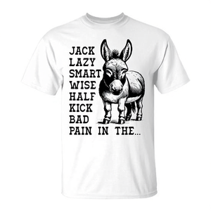 Camiseta Donkey Smart Ass Wise Ass Kick Ass para adultos, unisex, blanca, con cuello redondo, manga corta, estampada en serigrafía - Product Image 3