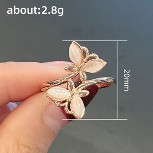 Elegante anello con fiore in quarzo rosa per le donne, gioielli da matrimonio, anelli alla moda con montatura a punta F1552 - Product Image 5