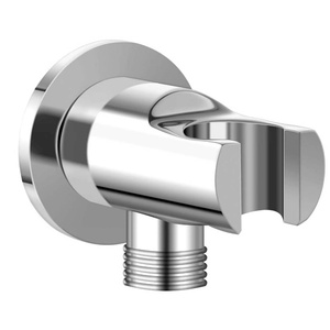 Wall Supply Elbow with <b>Hand</b> Shower Holder Brass 1/2 Inch Shower Hose Connector Round Wall Mount Drop Union Water Outlet - Product Image 1