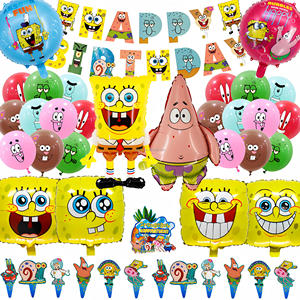 Venta al por mayor <span class=keywords><strong>de</strong></span> Bob Esponja <span class=keywords><strong>película</strong></span> <span class=keywords><strong>de</strong></span> dibujos animados personaje globo <span class=keywords><strong>de</strong></span> látex bandera pastel Topper Set para niños decoración <span class=keywords><strong>de</strong></span> fiesta <span class=keywords><strong>de</strong></span> cumpleaños - Product Image 1