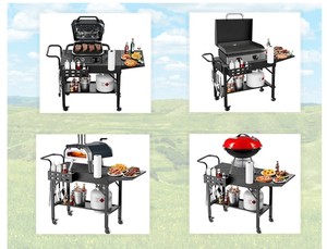 <span class=keywords><strong>Carrito</strong></span> de Parrilla Plegable para Exteriores Directo de Fábrica, Mesa de Preparación Portátil para Barbacoa con Ruedas, Estación de Cocina para Acampar en Patio o Jardín - Product Image 3