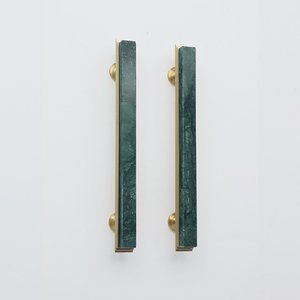 Nordic Simple Light Luxury Kitchen Dresser Wardrobe Cabinet Door Handle Natural Green Marble Brass <strong>Drawer</strong> <strong>Knob</strong> Pull Handles - Product Image 1