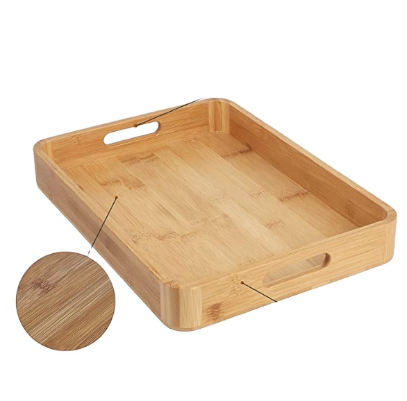 Бамбуковый поднос для завтрака с ручками, деревянный столик для кровати, подносы, поднос для завтрака, идеально подходит для завтрака на кухне, журнальный столик