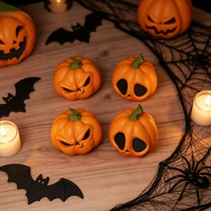 3D PRINT JOY Statua di Testa di Zucca di Halloween Stampata in 3D, Mini Jack O' Lantern, Decorazione da Scrivania, Oggetto da Collezione Horror - Product Image 4