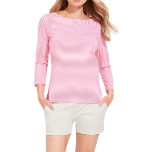 เสื้อยืดคอกลมแขนยาวลายทางสำหรับผู้หญิง,แนวลำลอง - Product Image 1