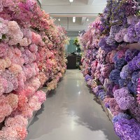 Bunga Hydrangea Buatan HGA Custom, Tangkai Panjang Tunggal, Bunga Sutra Palsu untuk Dekorasi Latar Belakang Resepsi Pernikahan, Makan Malam, dan Pesta