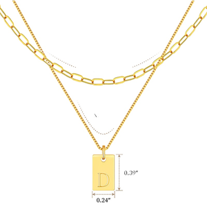 Popular <span class=keywords><strong>A</strong></span> <span class=keywords><strong>a</strong></span> Z 26 letras pequeño collar con colgante cuadrado con cadena de eslabones multicapa para boda o regalo colgante de letras en caja - Product Image 2