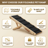 Rampe pliable pour animaux de compagnie, escalier combiné, barres antidérapantes, bois de pin massif, poignée de transport facile, support stable, convient aux chiens et aux chats, pour la maison