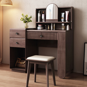 Dressing Table With <b>Mirror</b> And Storage Drawers Bedroom Vanity <b>Desk</b> Chair Set Nordic Style Small Apartment Furniture - Product Image 3