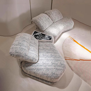 Sofá Modular Curvo Minimalista de Diseño Italiano, Sofá Seccional de Tela Irregular para Sala de Estar - Product Image 4