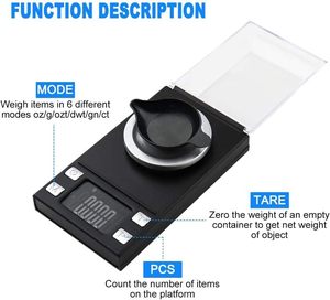 Bilancia Digitale Tascabile di Alta Precisione, Accuratezza 0,001g, Capacità 100g, in ABS + Acciaio Inossidabile, per Uso Domestico, Alimentata a Batteria - Product Image 6