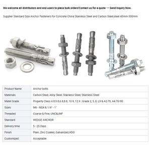 Bulloni di Ancoraggio a Espansione a Cuneo in Acciaio Inossidabile 304 316 M6 M8 M10 M12 M16 Tipo Vite A2 A4 Lunghi 50-200mm per Carichi Pesanti - Product Image 4