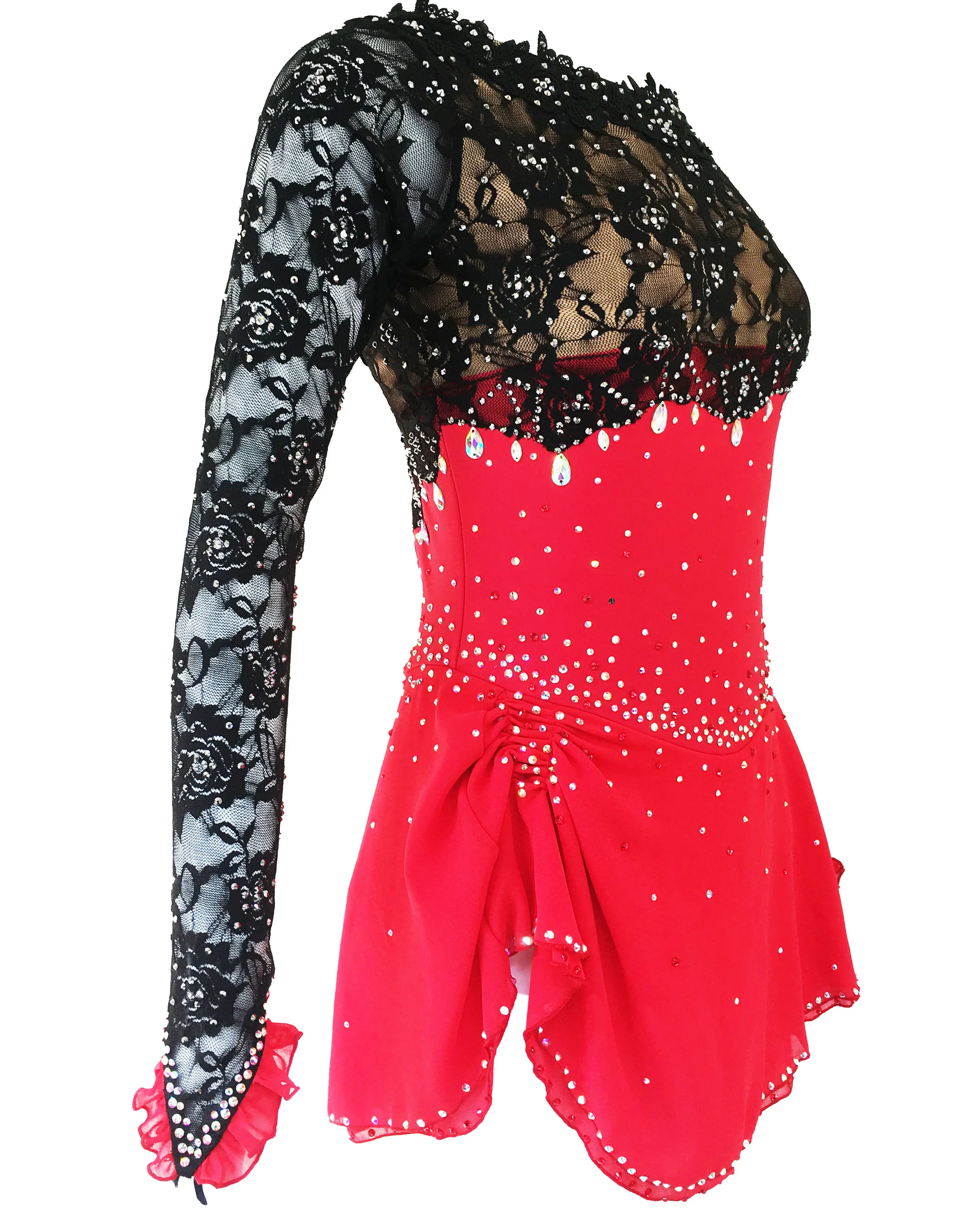 Robe de patinage artistique robe de patinage sur glace pour femmes vêtements de patinage de compétition rouge mode classique patinage sur glace patinage artistique