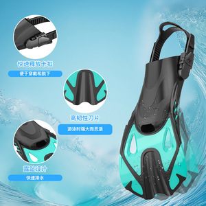 Adjustable Open Heel Swim Fins TPEPP Material For Snorkeling And Swimming Training Blue Green Color - Product Image 1
