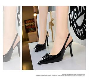 Escarpins à bout pointu pour femmes, avec nœud décoratif, talon moyen, antidérapants, talons fins, dessus en PU, à enfiler, sandales de soirée formelles - Product Image 2