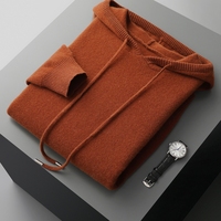 Sweat à capuche en pure laine pour homme, pull tricoté à capuche pour l'automne et l'hiver avec poches, logo personnalisé, vente en gros d'usine OEM ODM
