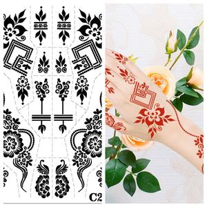 <span class=keywords><strong>Professionnel</strong></span> PVC Mehndi autocollant tatouage temporaire mariée henné main pochoirs tatouage <span class=keywords><strong>pochoir</strong></span> - Product Image 1