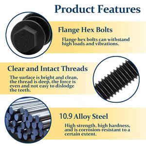 M6 M8 <b>Flange</b> Hex <b>Bolt</b> Nut Washer Assortment Kit 320 Pcs Carbon Steel Grade A Level 8.8 For Repair Construction - Product Image 3