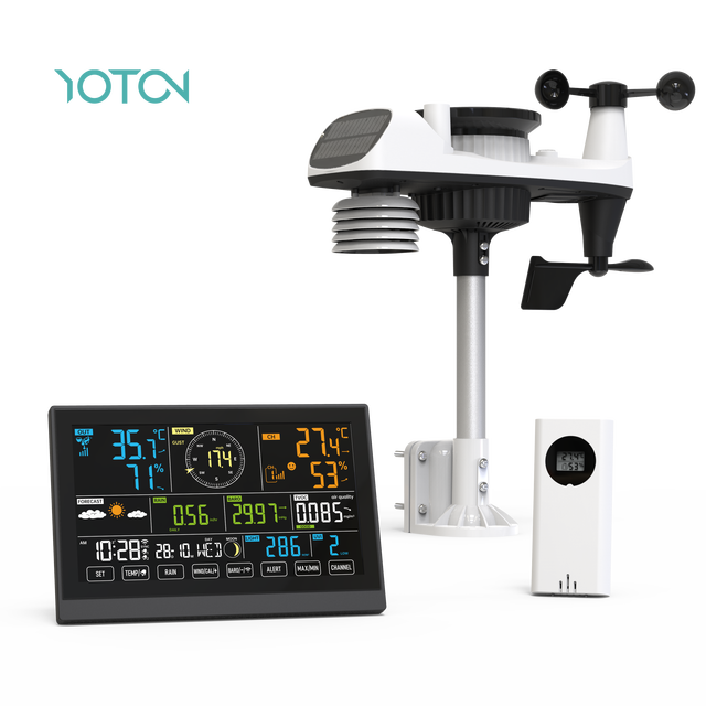 Comprehensive Digital Display Clock TOVC/Wind/Rain/UVI/BARO/TEMP/HUMI/LIGHT Weather Forecast Atomic Wall Clock Plastic OEM/ODM