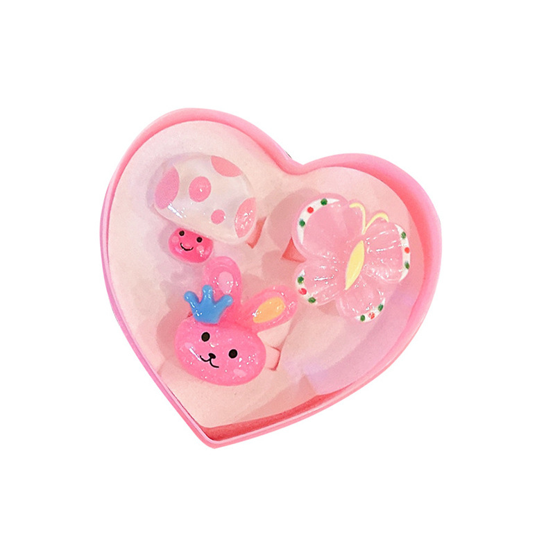 Милый набор ювелирных украшений в виде цветов для девочек, принцессы, драгоценных камней, кристаллов, мультяшных фруктов, детского дня, кольцо с бриллиантами