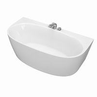 Baignoire ovale autoportante en acrylique blanc au design moderne avec drain et trop-plein intégrés, fonction massage