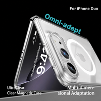 Coque transparente ultra-fine pour iPhone Duo 18 avec support anneau et versions magnétiques, option de coque avant, vente en gros