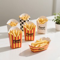 Boîte d'emballage jetable personnalisée pour frites Boîte en papier pour poulet frit Boîte de plastification mate pour aliments français