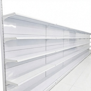 Étagère murale simple face robuste pour supermarché, unité de présentation blanche en métal pour épicerie - Product Image 3