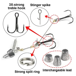 Spinpoler Pike Stinger Rig avec lest amovible, leurre nageur à queue bouclée, spirale, hameçon triple robuste en acier à haute teneur en carbone - Product Image 5