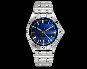 Montre de plongée sportive automatique mécanique en acier inoxydable, chronographe, cadran en cristal saphir, bracelet en cuir PU, résistance à l'eau 5 BAR - Product Image 2