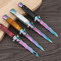 Cuchillo Plegable para Camping Spot Mafia Akc, Hoja de Acero Inoxidable con Borde Dentado, Mango de Resina con Punta Caída para Supervivencia